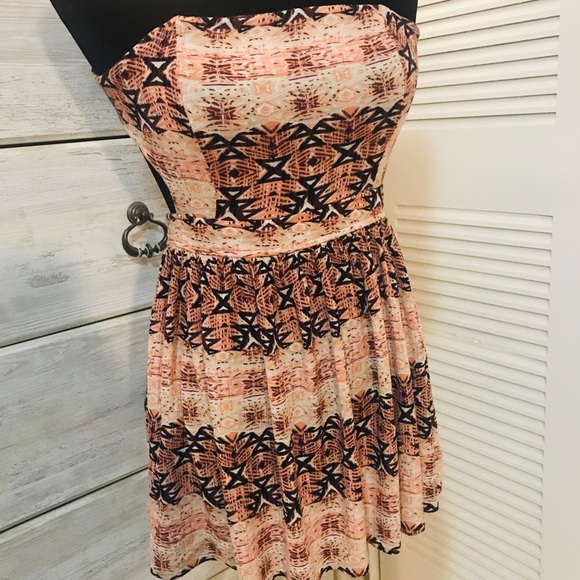Strapless Boho Mini Dress Small - Picture 4 of 10